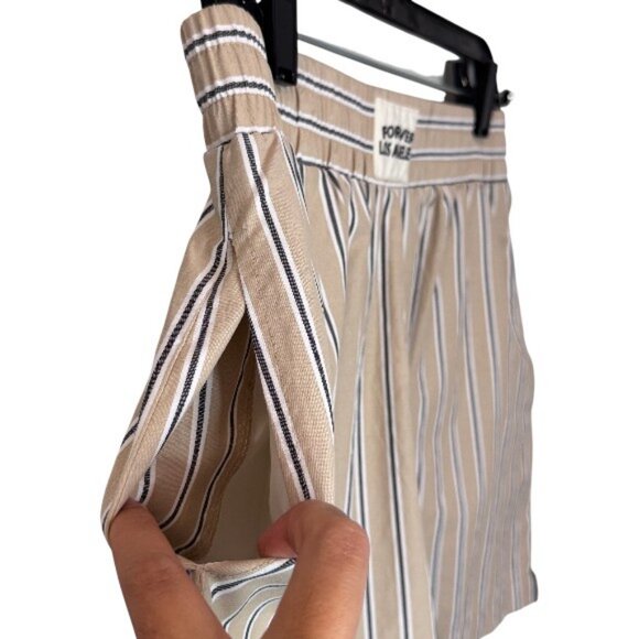 Forever 21 striped button up shirt and pull-on shorts set women's size L - Picture 11 of 13